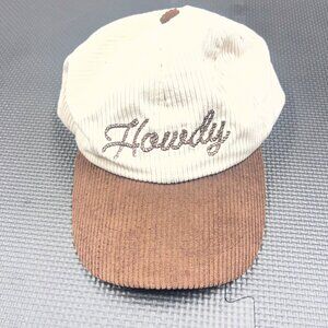 Howdy Corduroy Two Tone Adjustable Baseball Cap With Vintage Embroidery